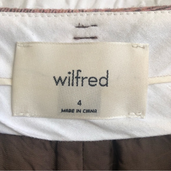 Aritzia Wilfred Soft Pink/Brown Plaid New Tie-Front Wool Cashmere Trouser Pant - Picture 12 of 15